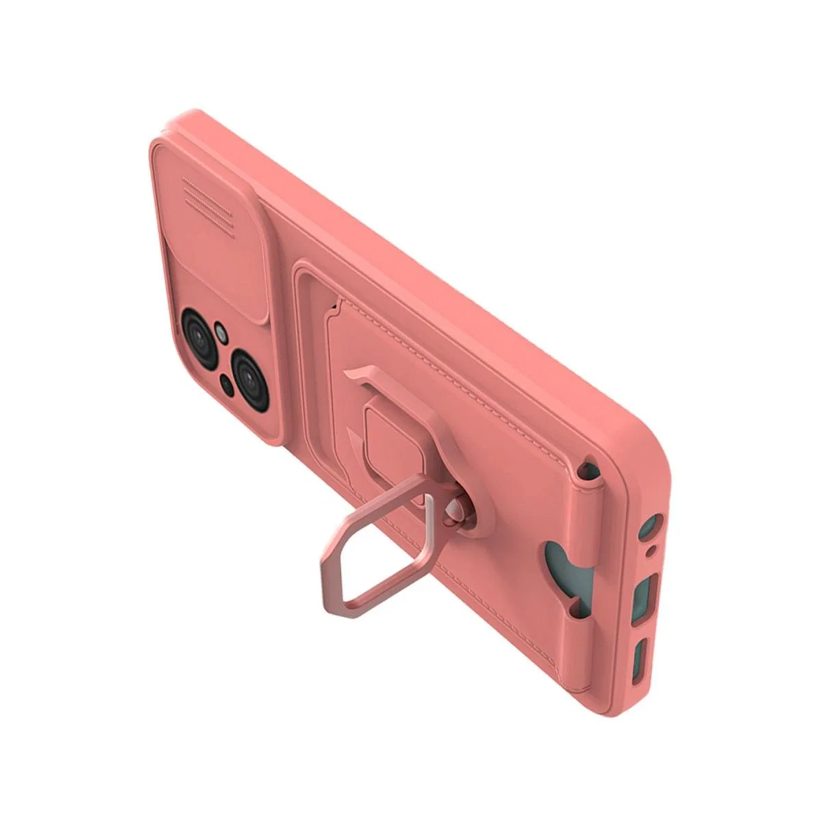 Xiaomi Poco M5 Kılıf Zuma Kartvizitli Yüzüklü Silikon - Pembe görsel 3