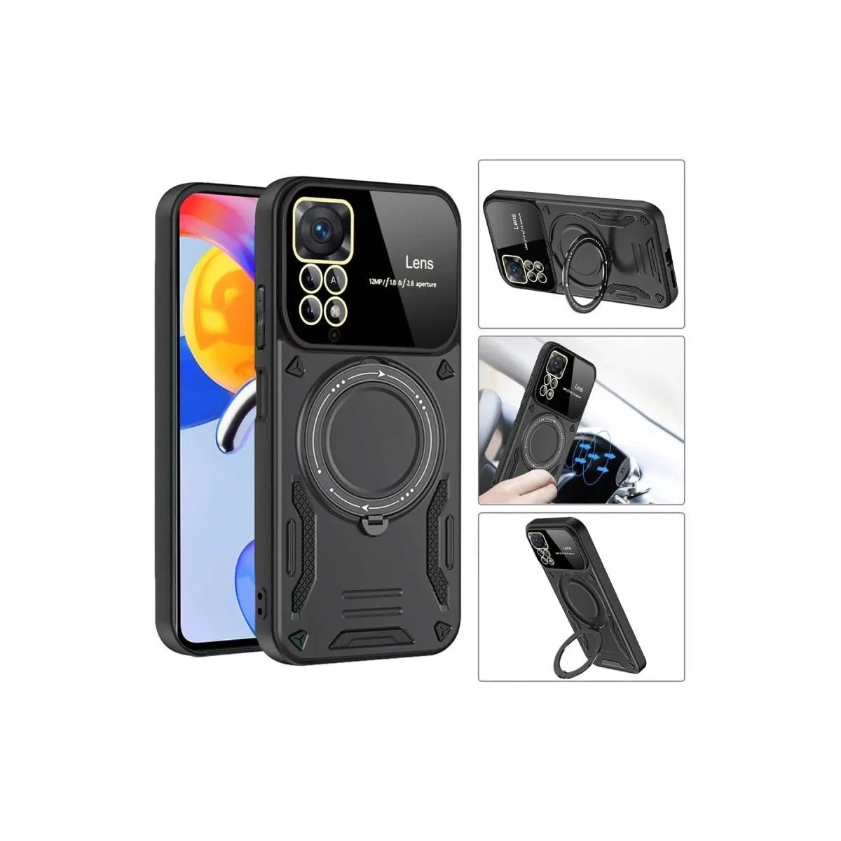 Xiaomi Redmi Note 11 Pro Kılıf Joy Lens Standlı Kapak - Mor görsel 3