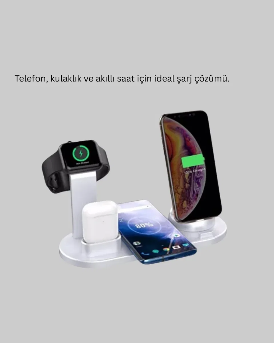 Masaüstü Düzenleyici 4’ü 1 Arada Kablosuz Şarj Aksesuarı Yeni Nesil görsel 5