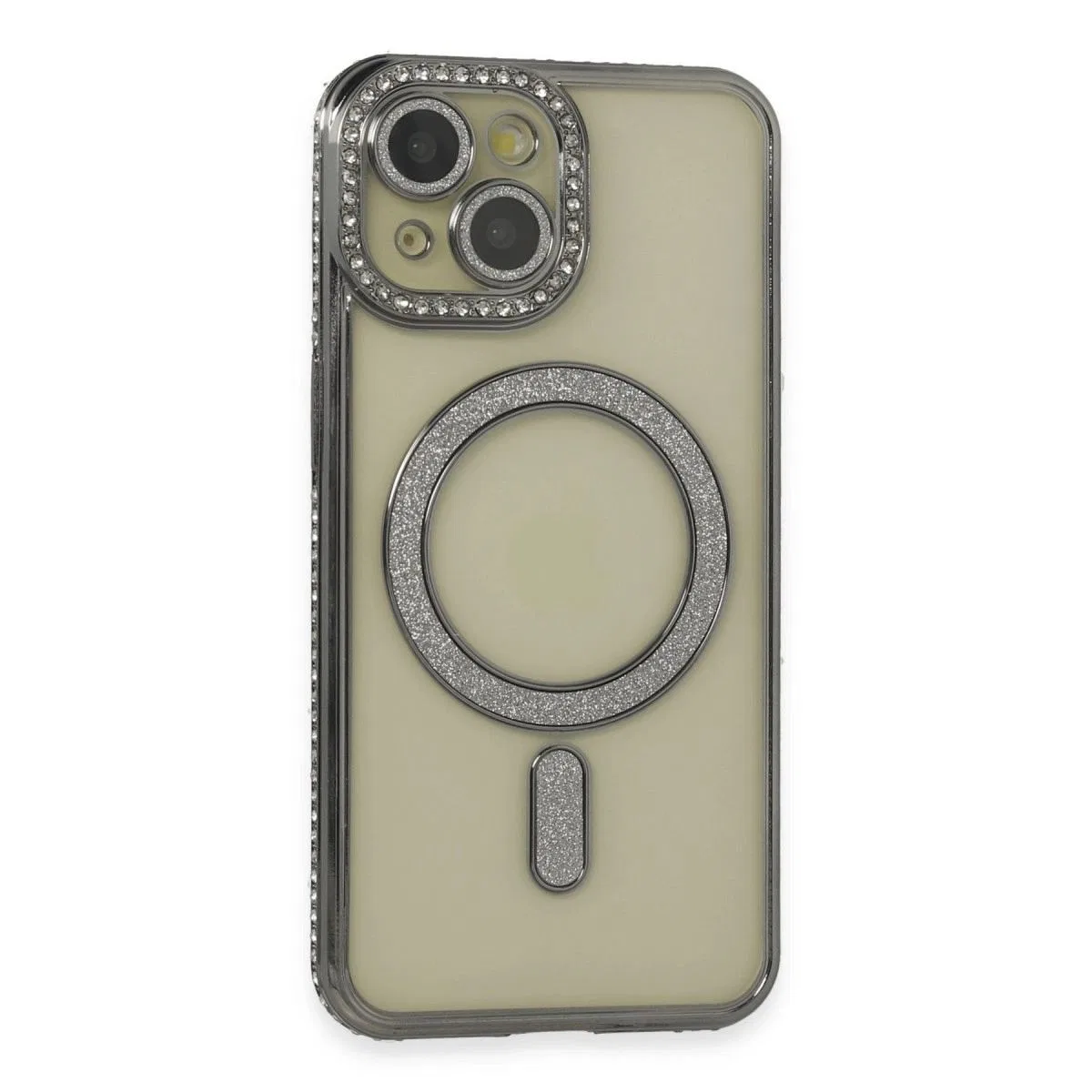 Apple İphone 13 Kılıf Joke Simli Magneticsafe Kılıf - Gri görsel 2