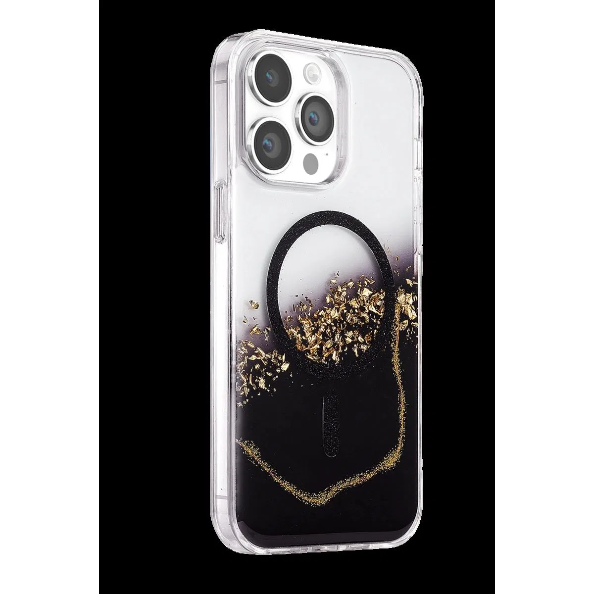 Onegif Apple İphone 15 Pro Max Lotus Simli Magsafe Kapak - Siyah görsel 2