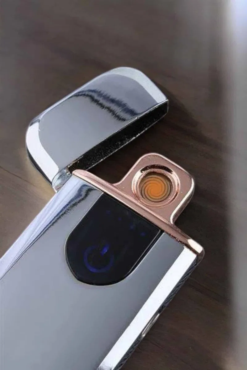 Şarjlı Elektronik Çakmak Dokunmatik Metal Uçlu Alevsiz USB Şarjlı görsel 3