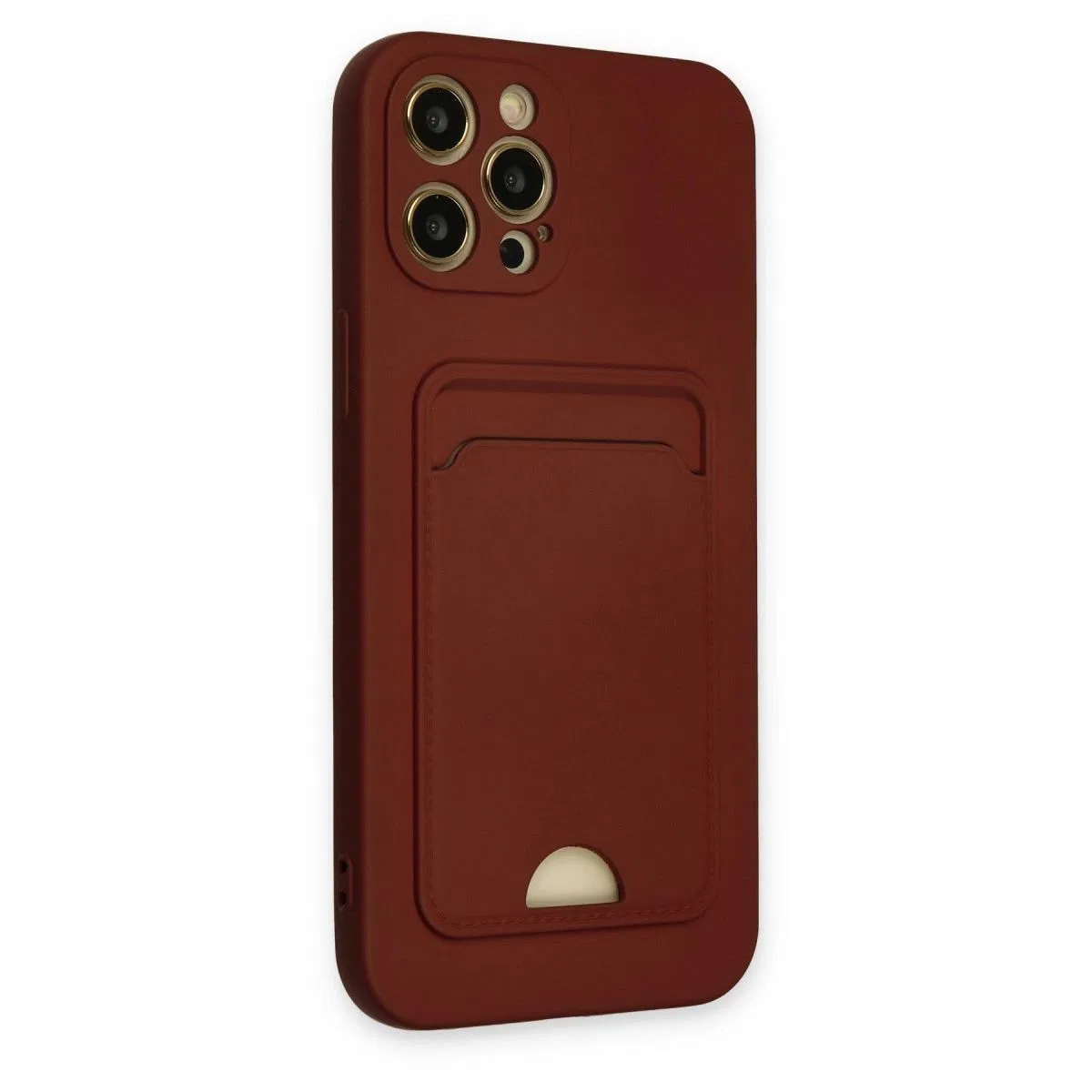 Apple İphone 12 Pro Max Kılıf Kelvin Kartvizitli Silikon - Bordo görsel 3