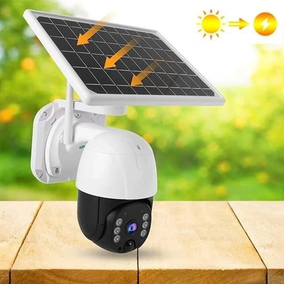 Solar Panelli Su Geçirmez Gece Görüş Destekli Wifi Bağlantılı Güvenlik Kamerası görsel 3