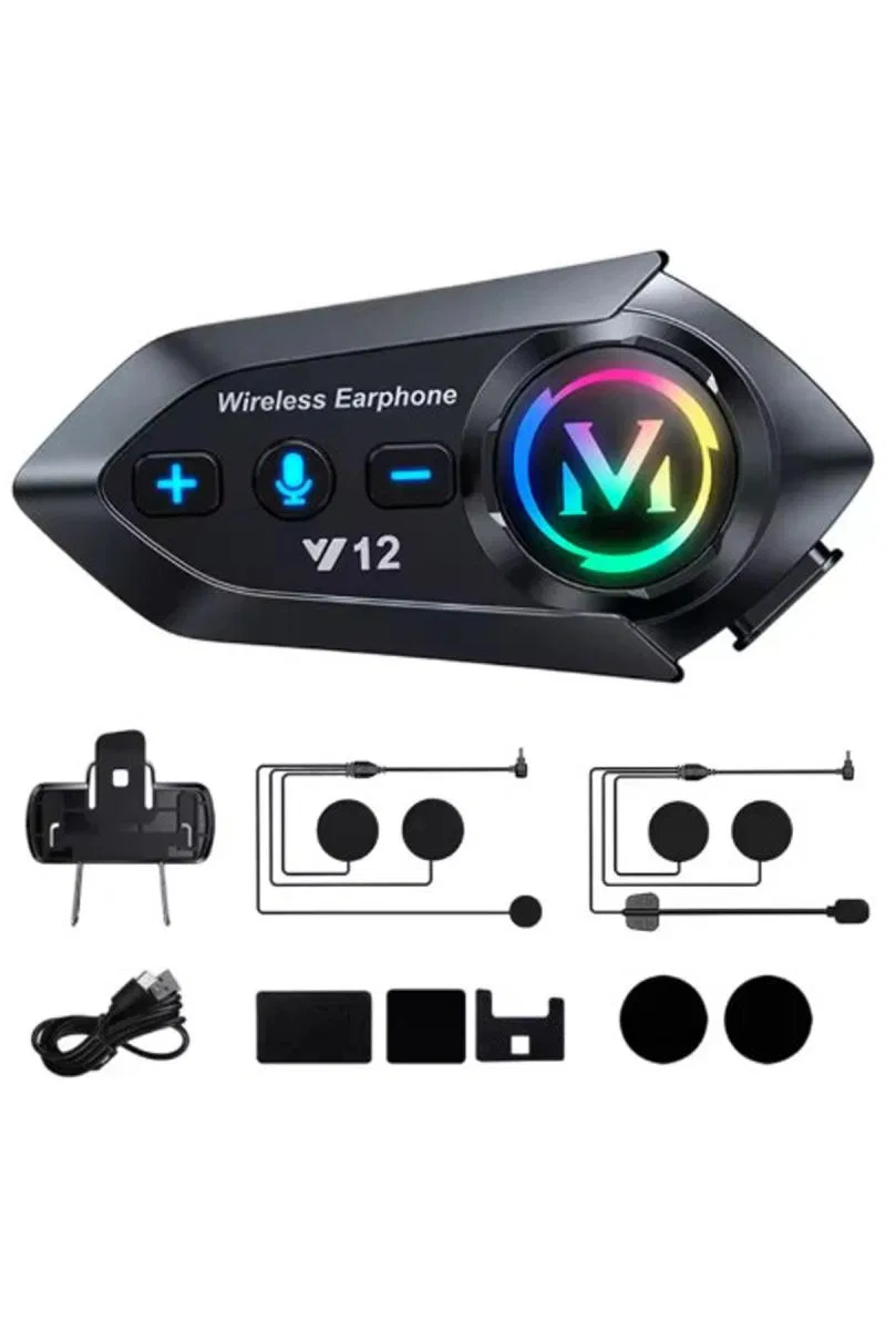 Y12 Motor Kask Kulaklık Rgb Modlu Radyolu Motosiklet Kulaklık 5. 3 Bluetooth Intercom görsel 2