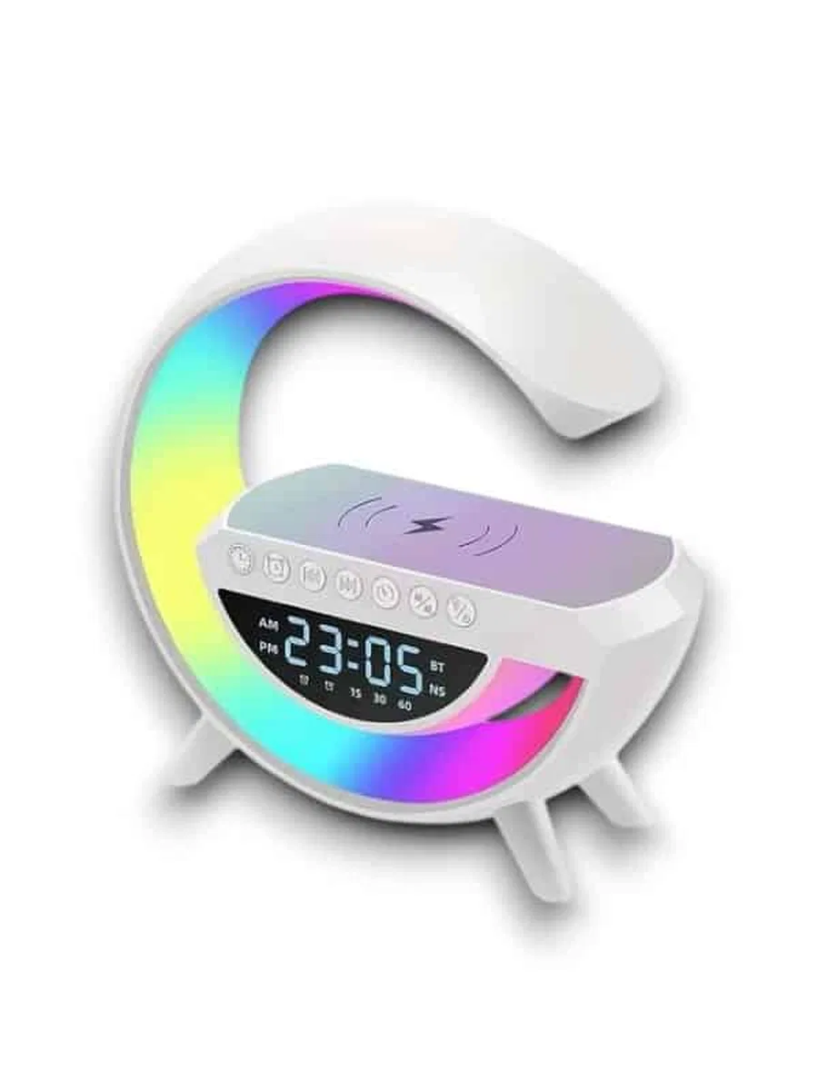 Google Dijital Kablosuz Şarj Özellikli Bluetooth Hoparlör Gece Lambası görsel 3