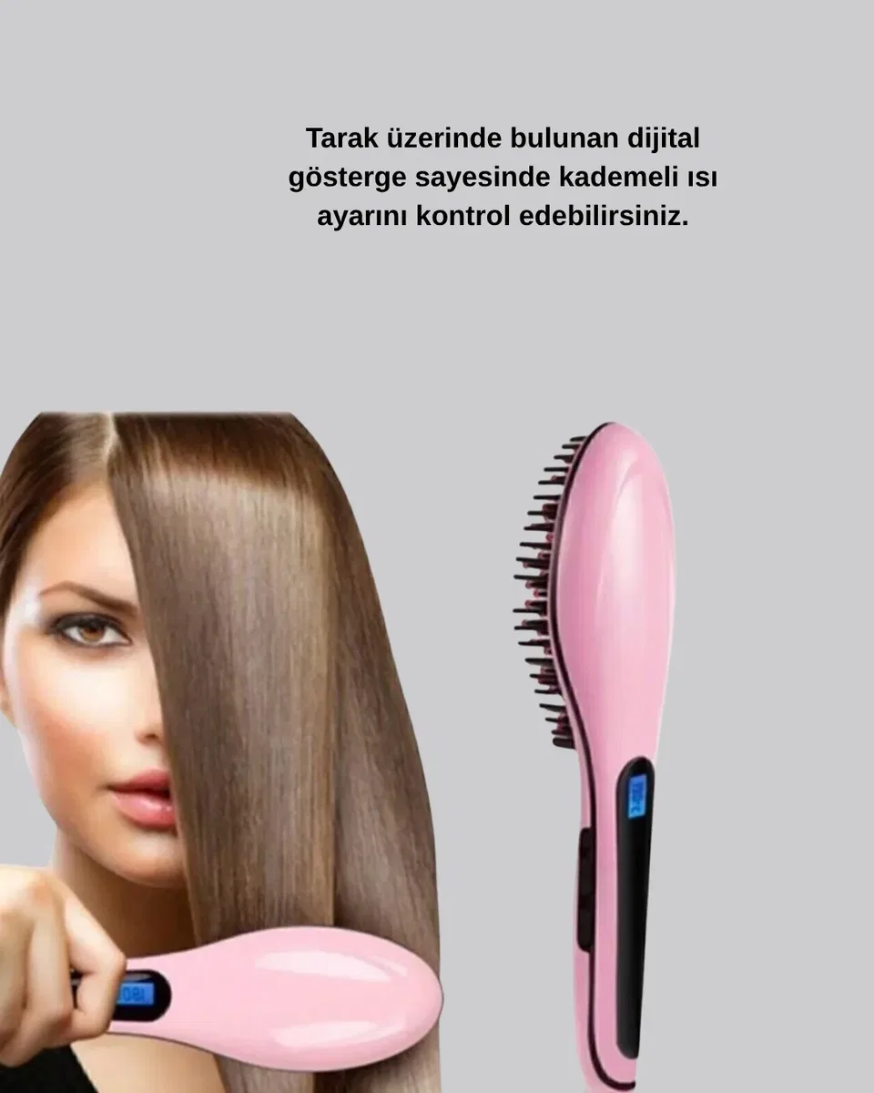 Dijital Ekranlı Seramik Saç Düzleştirici Tarak – 5 Kademeli Isı Ayarı, İyon Kontrollü görsel 4