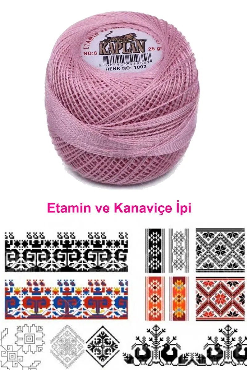 Kaplan Etamin Ve Kanaviçe İpi 8 No Kod/Renk: 1002 - Royaleks görsel 2