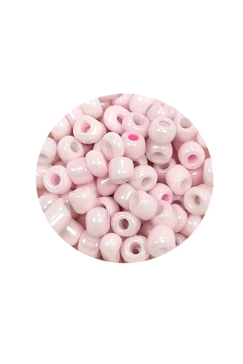 Dökme Cam Kum Boncuk Büyük Boy (6/0) 4 mm - 60 Gram - Toz Pembe - BNC113 görsel 2