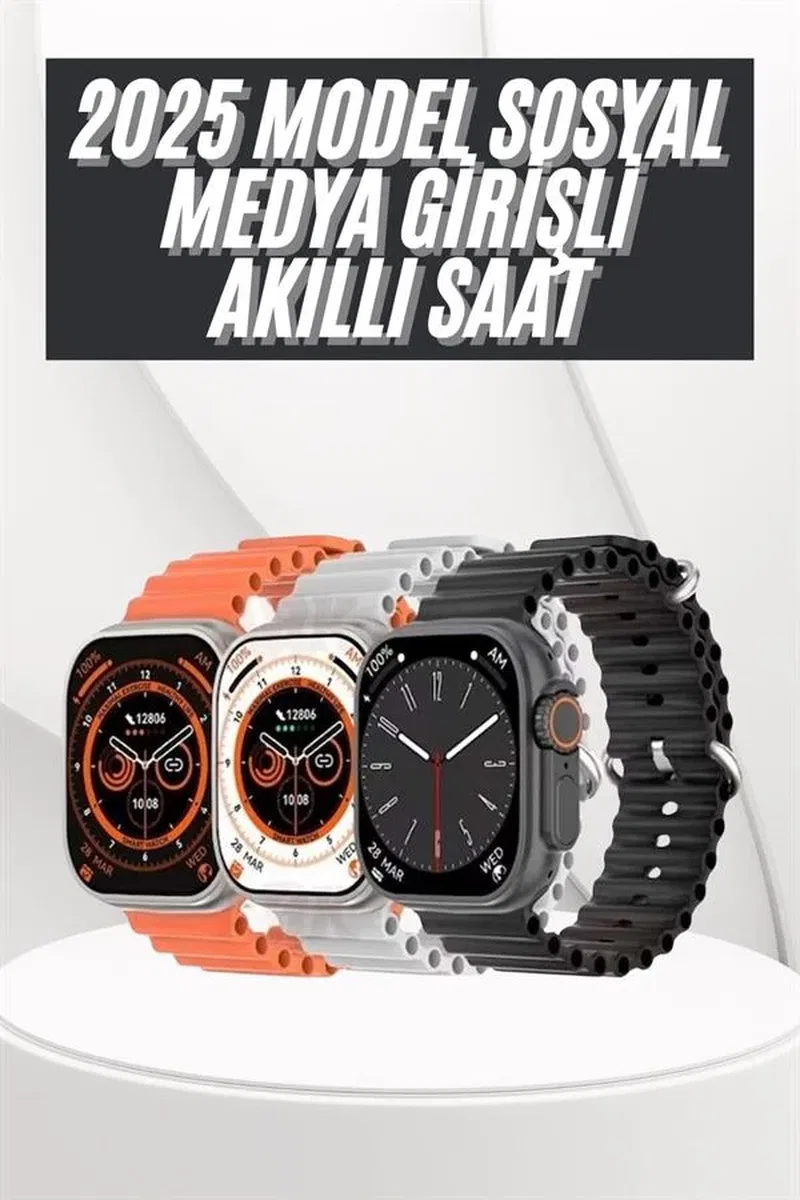 Yeni Nesil Akıllı Saat Uyku ve Sağlık Takibi Titeşimli Sesli Arama Mesaj ve Bildirim Görme görsel 2