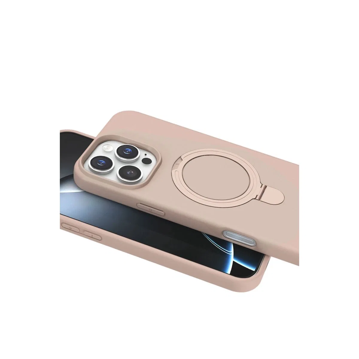 Apple İphone 16 Pro Regal Magsafe Standlı Kapak - Çöl Titanyum görsel 4