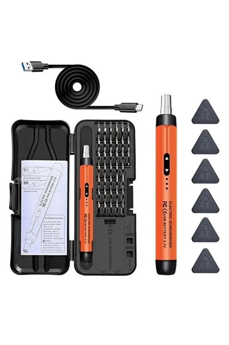 3. 7v Şarjlı Mini Elektrikli Tornavida Seti 500mah Type-c Manyetik Hassas Uçlu Vida Seti 38 Parça görsel 4