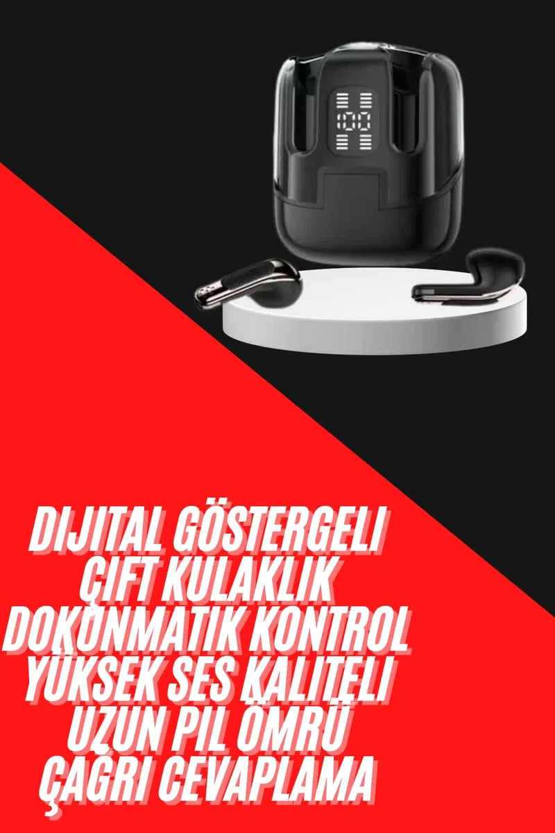 4 Adet Çift Kulaklık Dijital Göstergeli Yüksek Ses Kaliteli Bluetooth Kulaklık görsel 2