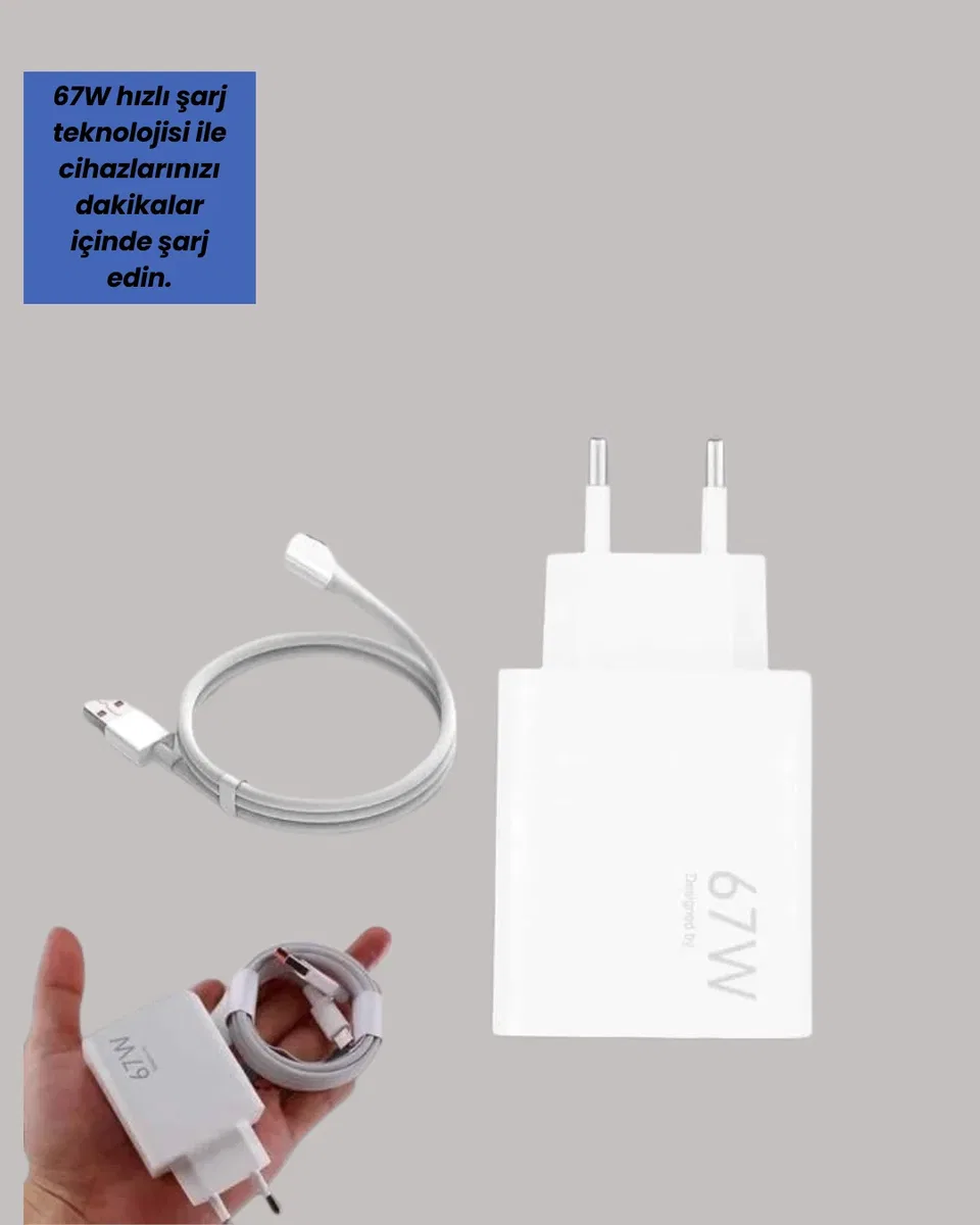 Güvenli ve Hızlı Şarj İçin 67W Turbo Adaptör Type-C Kablo ile görsel 2