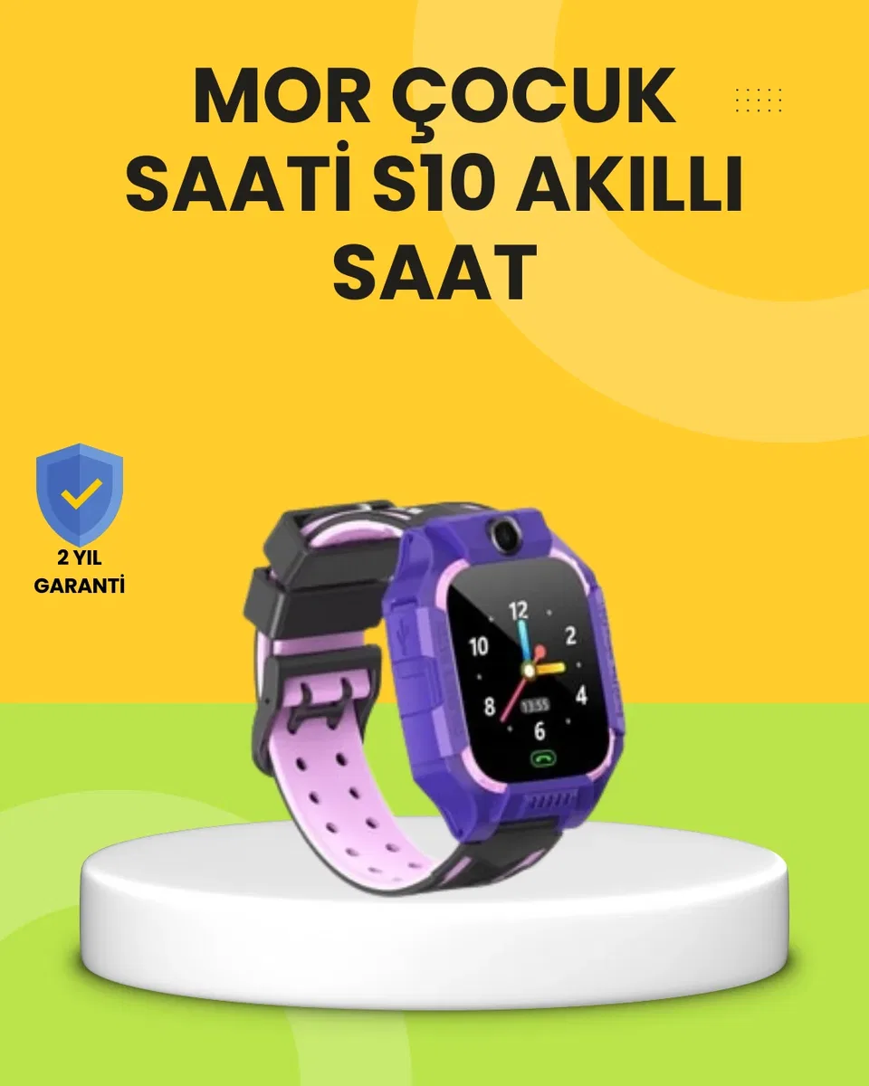 S10 Akıllı Çocuk Saati Mor Tasarım Adımsayar ve Alarm Fonksiyonlu