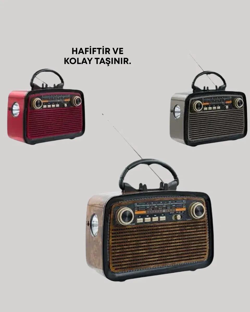Taşınabilir Bluetooth Hoparlör – Modern Teknoloji ile Nostaljik Radyo Deneyimi, FM/AM Fonksiyonu görsel 4