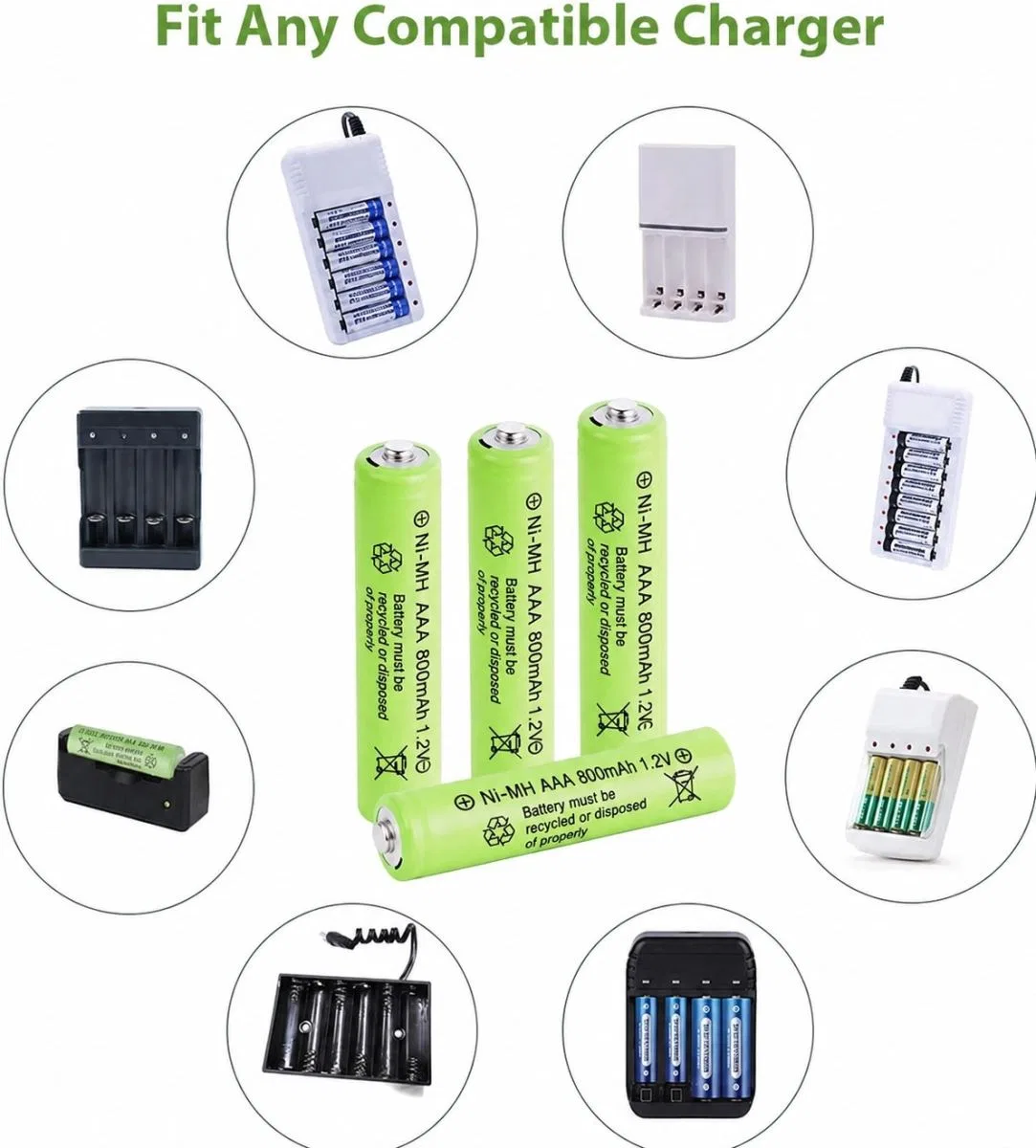 800 Mah 1. 2v Aaa Ni-cd Şarj Edilebilir Pil 12 Adet görsel 2