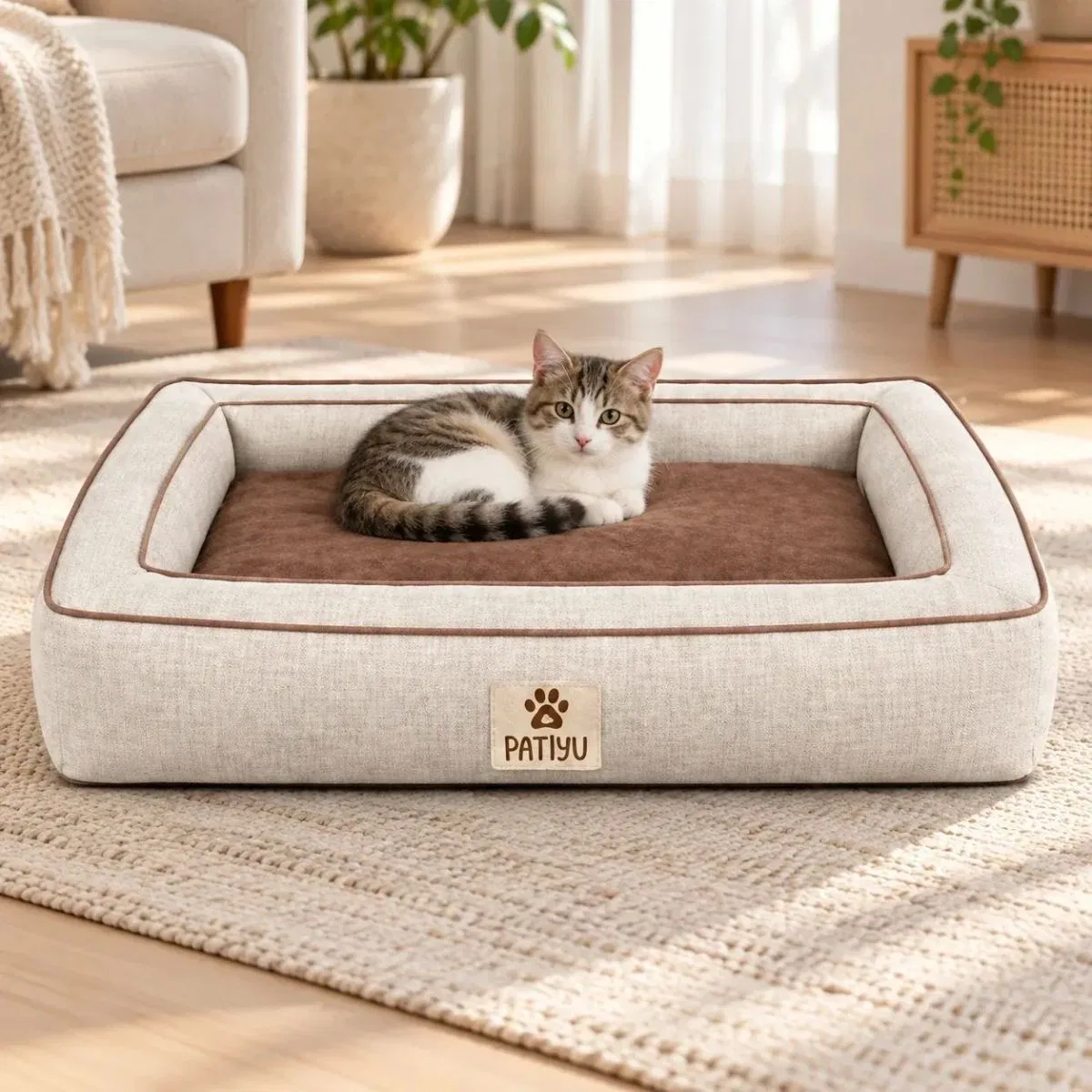 Kedi Köpek Yatağı Noble Yatak - Krem / Large görsel 2
