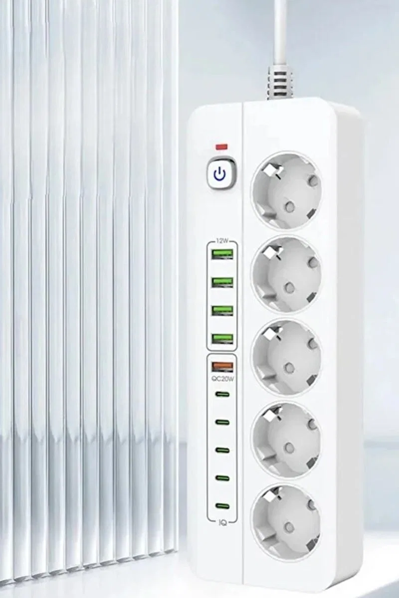 3500w Akım Korumalı 5’li Grup Priz: 5x Usb + 5x Type-c Çıkışlı (2 Metre) görsel 5