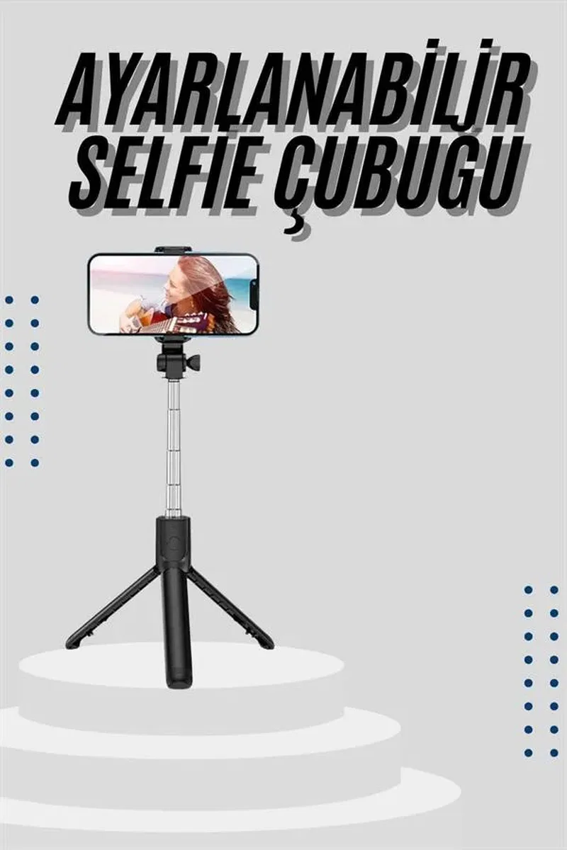 Tripod Selfie Çubuğu Bluetooth Kumandalı Kablosuz Led Işıklı görsel 2