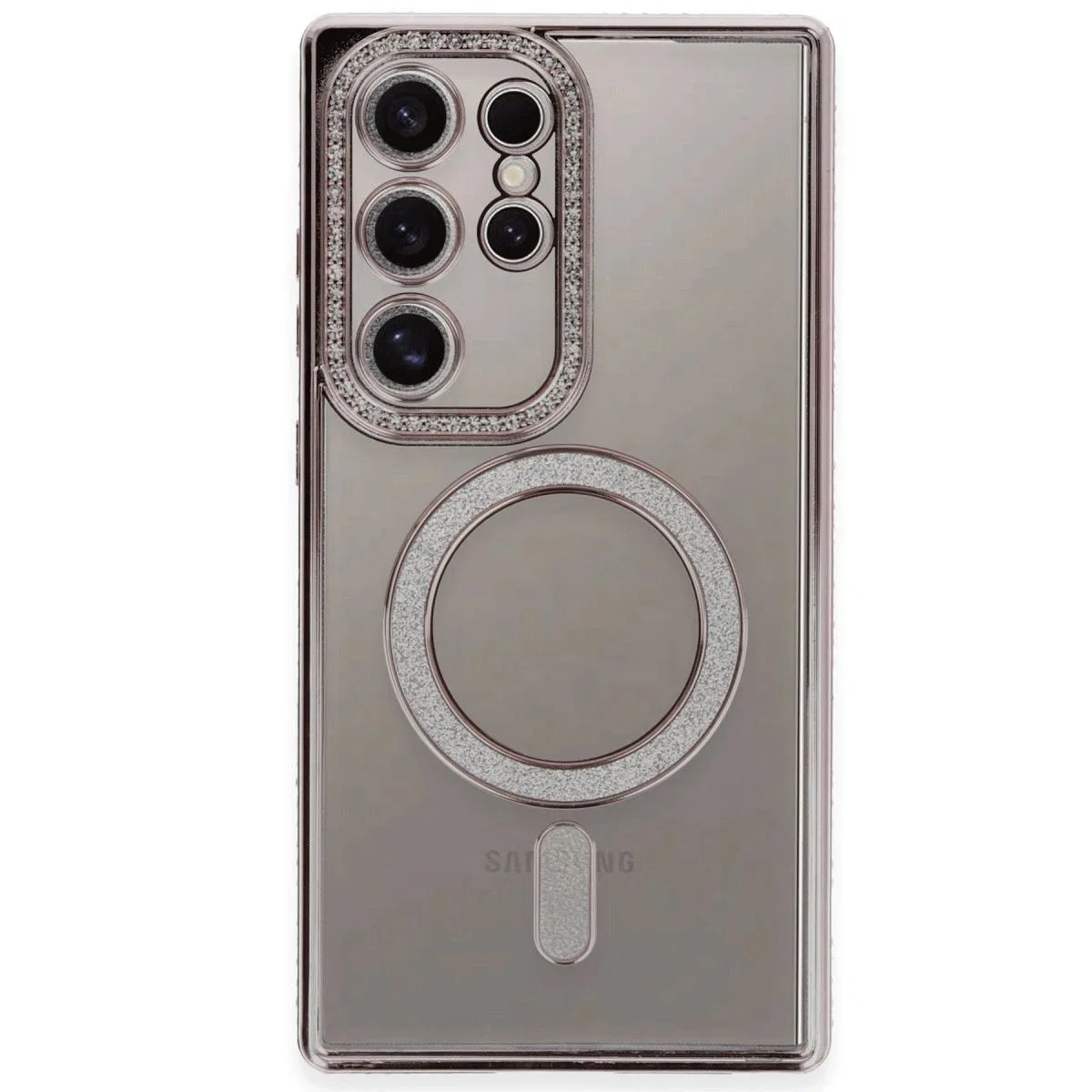 Samsung Galaxy S24 Ultra Kılıf Joke Simli Magneticsafe Kılıf - Pembe görsel 2