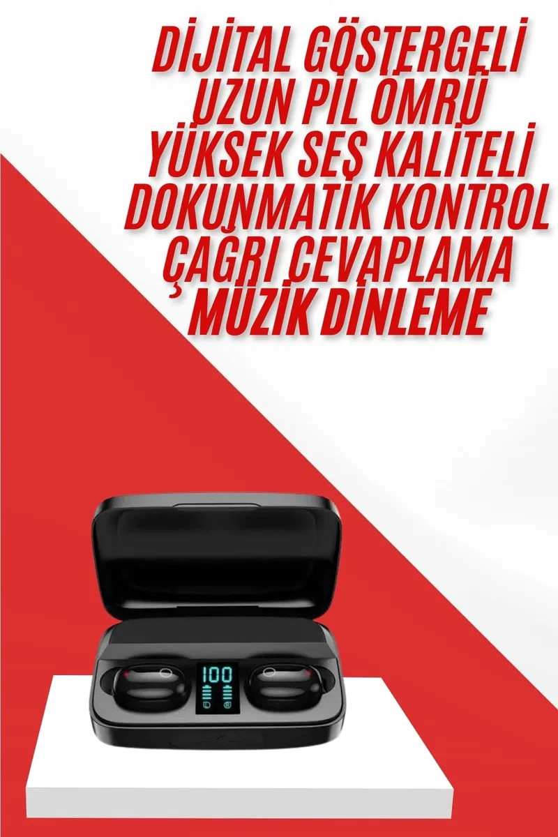 Kablosuz Bluetooth Kulaklık Android ve İOS Uyumlu Led Göstergeli Powerbankli görsel 2