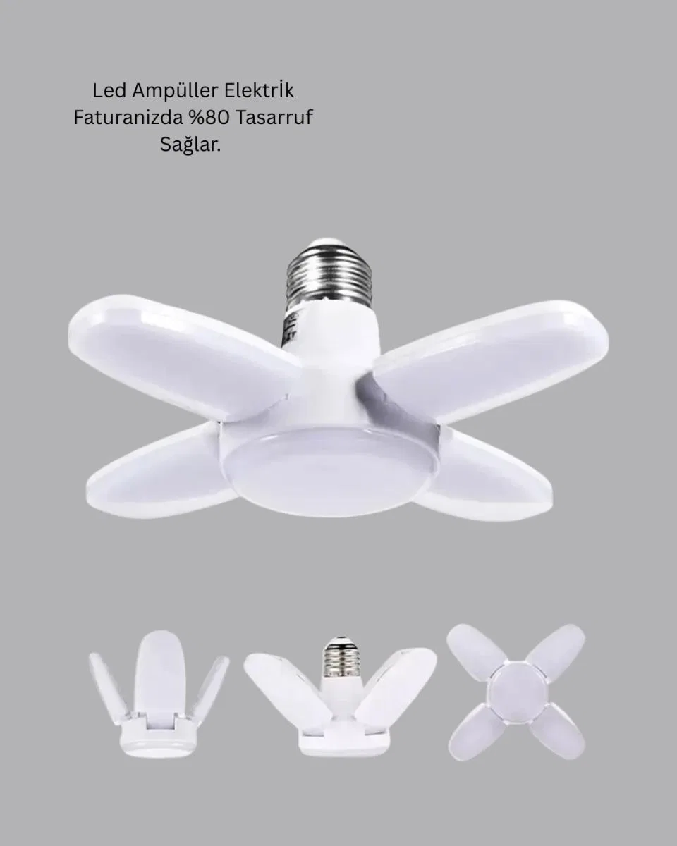 Tasarruflu Pervane Led Ampül 4 Kollu 60 Watt Geniş Alan Aydınlatma görsel 5