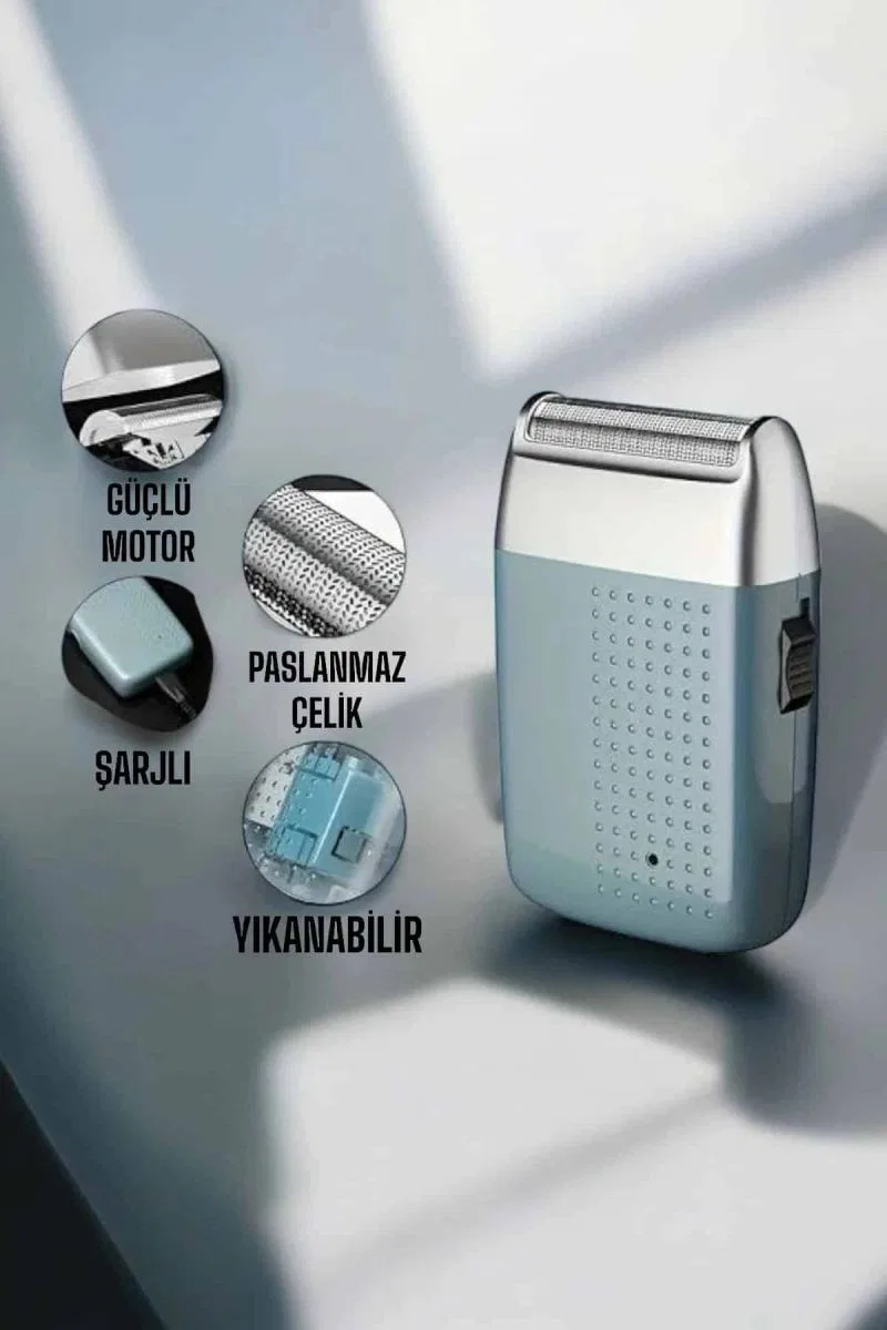 Tıraş Makinesi Sinek Kaydı Paslanmaz Çelik Taşınabilir Şarjlı görsel 3