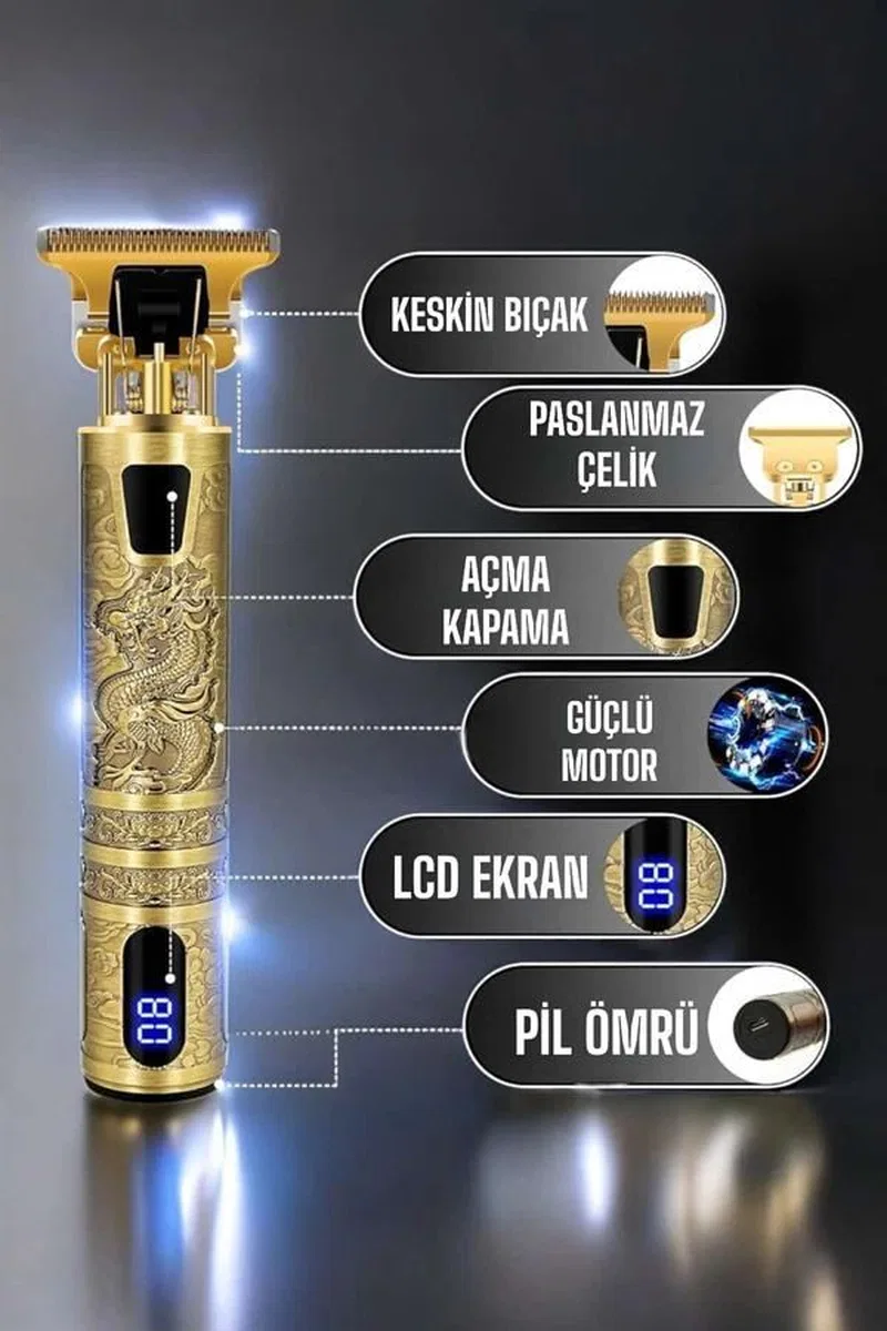 Tıraş Makinesi Şarjlı Profesyonel Saç Kesme Makinesi Gold Çizik Tıraş