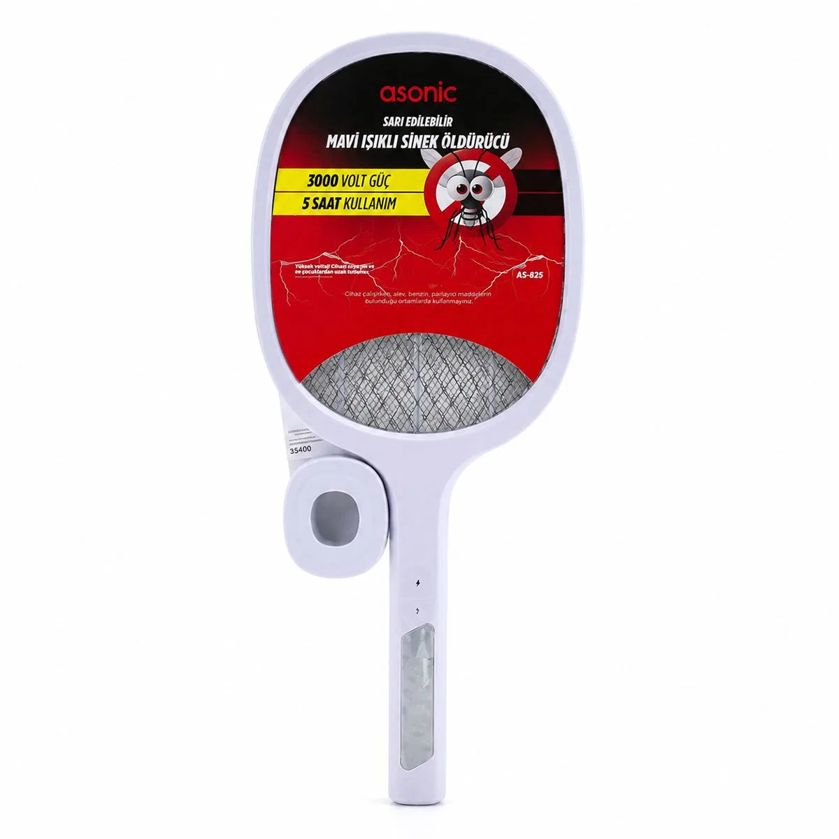 Elektronik Sinek Öldürücü Raket (Type-C Şarjlı) Beyaz/Gri görsel 5