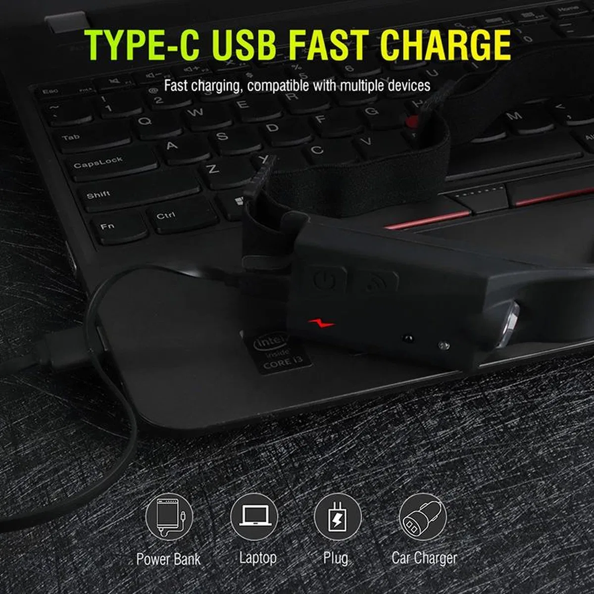 Ps-001 5 Aydınlatma Modlu Cob Led Sensörlü Usb Şarj Edilebilir Dahili Pilli Kafa Lambası görsel 5