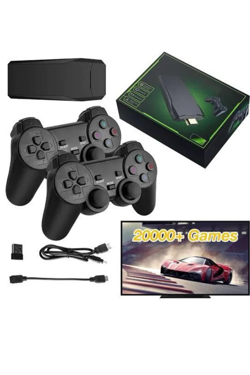 4k Game Stick Oyun Konsolu 2. 4g Kablosuz Çift Kol Nostaljik Oyunlar görsel 4