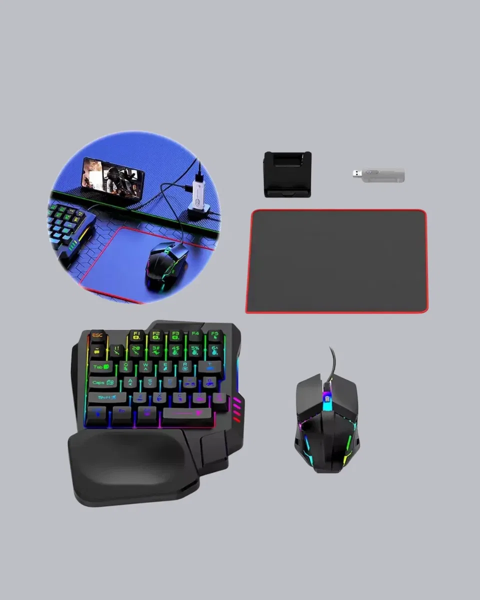 Mobil Gaming Set Klavye + Mouse + Dönüştürücü 5’li Paket Yüksek DPI Bluetooth görsel 2