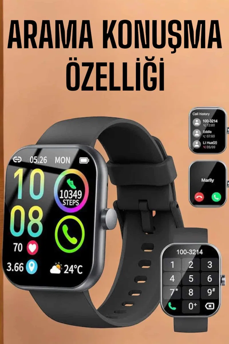 Akıllı Saat Tema Değiştirme Bluetooth Bağlantılı Arama Cevaplayan görsel 2