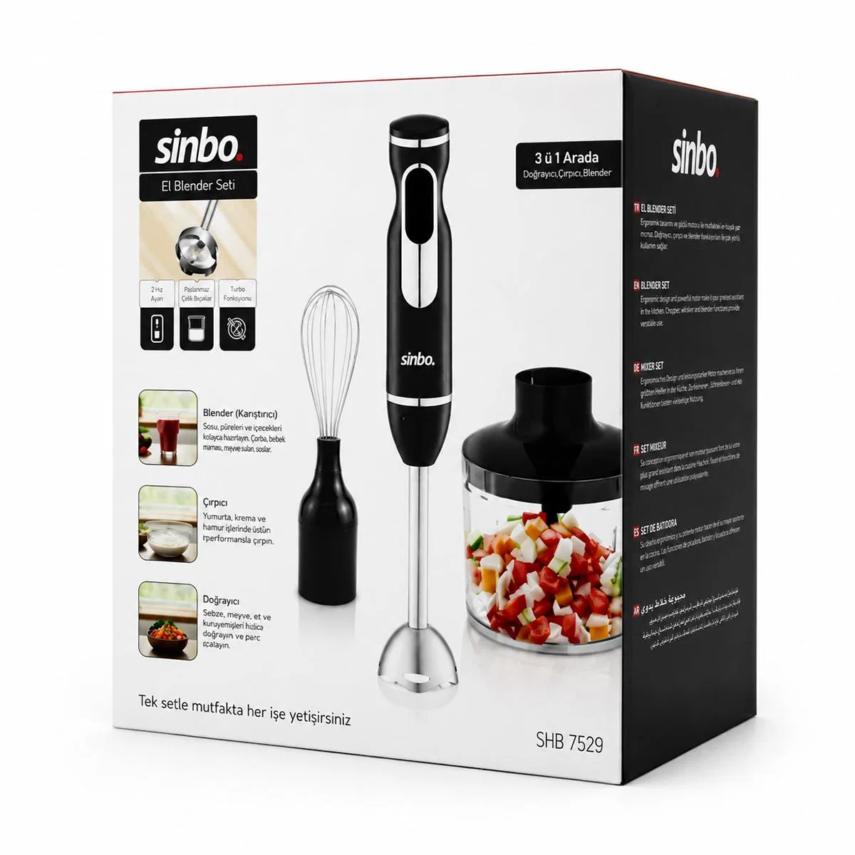 El Blender Seti 700 ml Paslanmaz Çelik Bıçak 2 Hız görsel 4