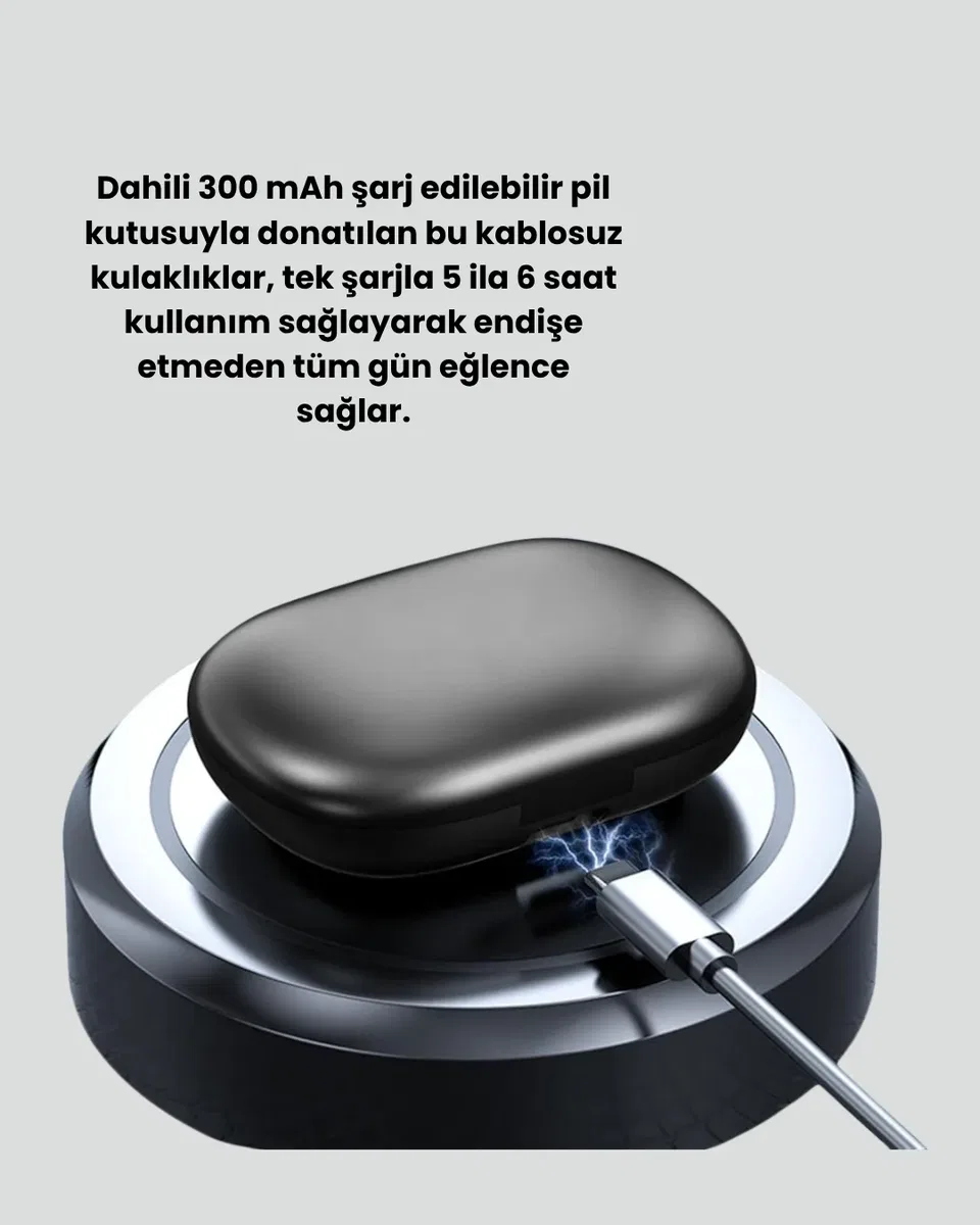 Klipsli Kablosuz Bluetooth Kulaklık – IPX6 Su Geçirmez görsel 2