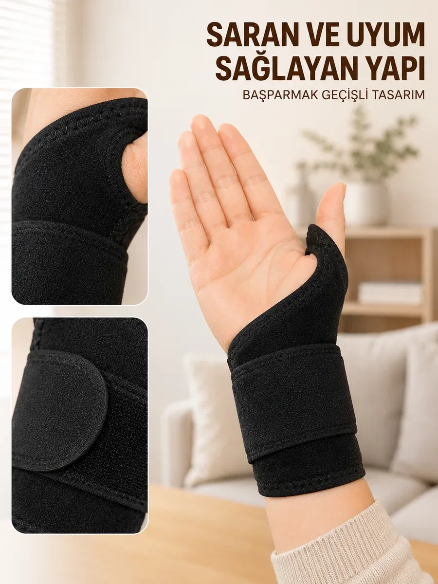 Ayarlanabilir El Bilek Bandajı Başparmak Geçişli Bilek Desteği Günlük ve Spor Kullanım