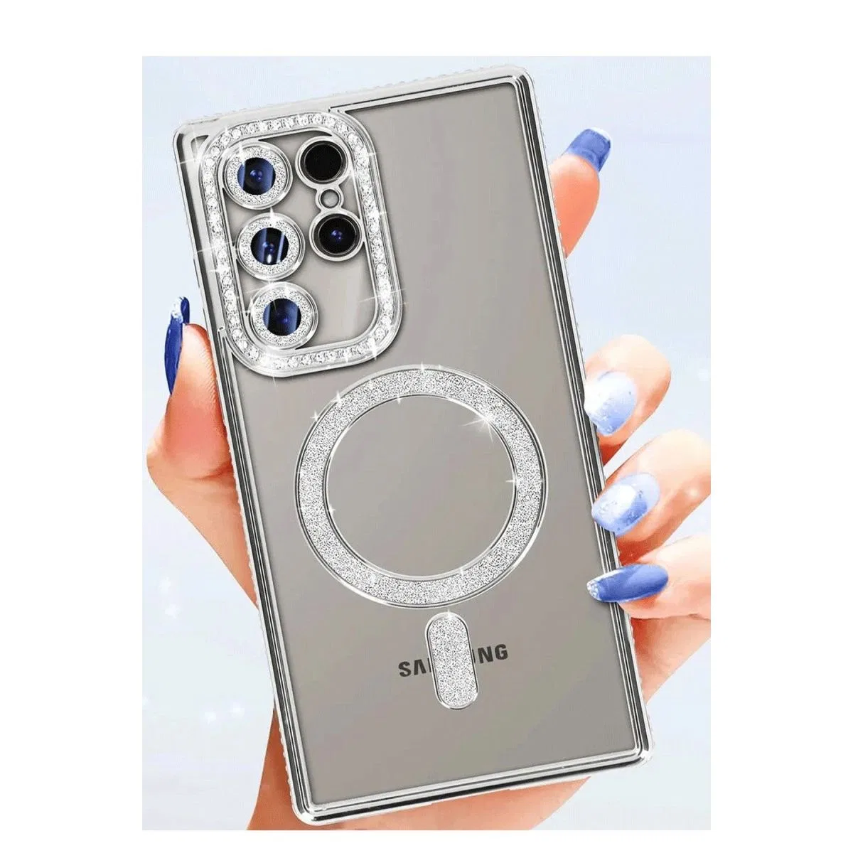 Samsung Galaxy S25 Ultra Kılıf Joke Simli Magneticsafe Kılıf - Mavi görsel 3