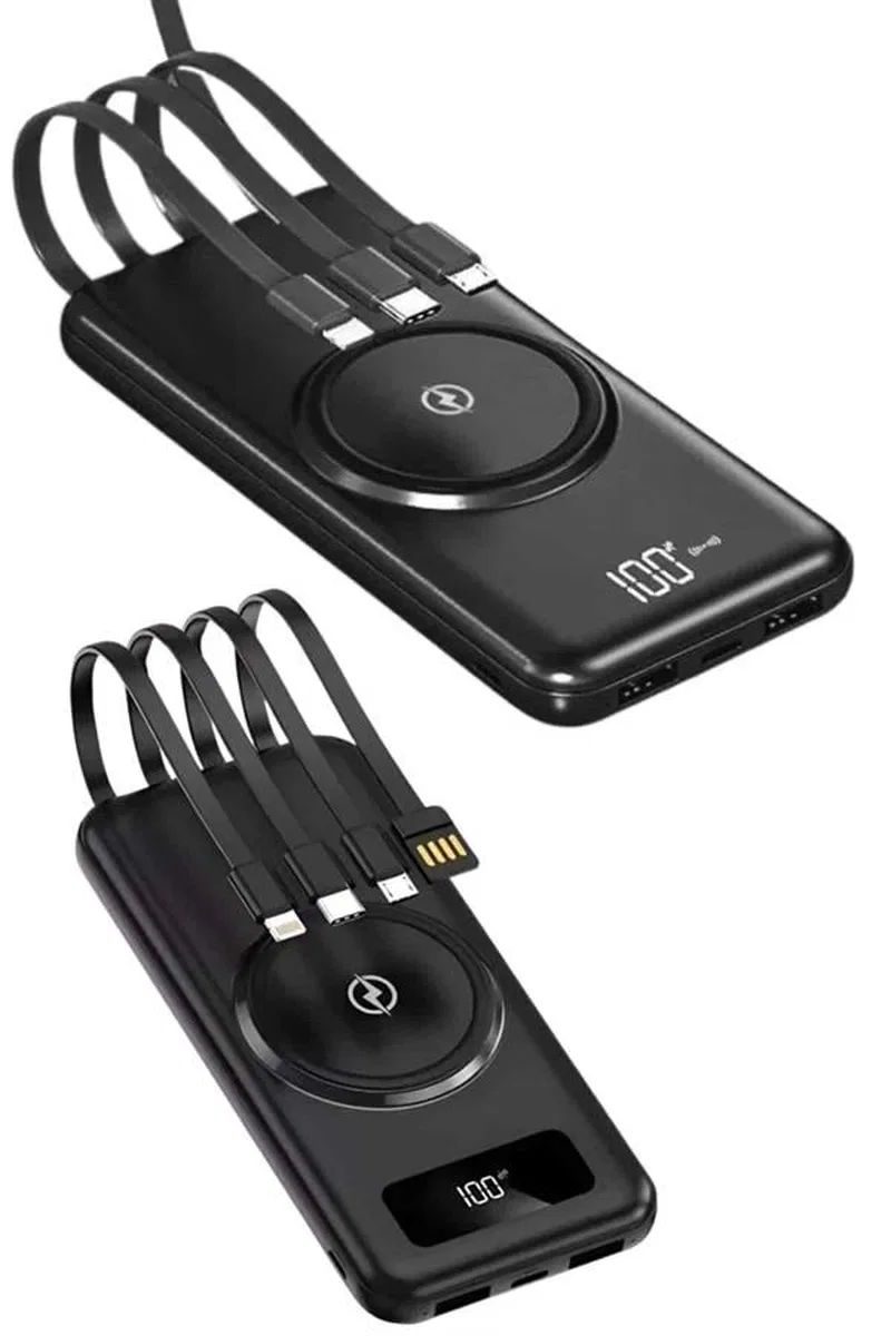 Kablosuz Çoklu Şarj Girişli 10. 000 Mah Kablolu Powerbank Taşınabilir görsel 5