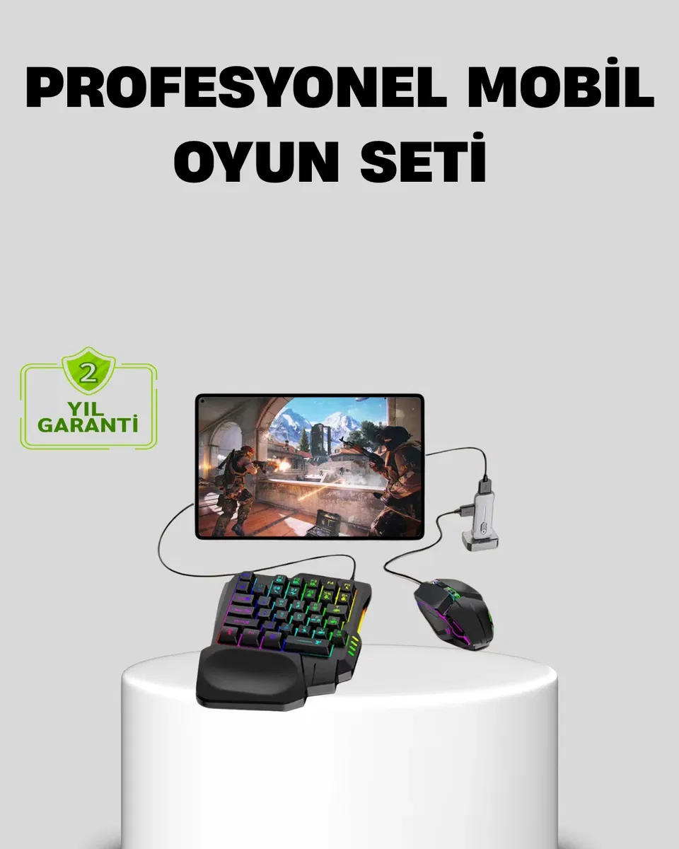 5’i 1 Arada Mobil Oyun Seti Bluetooth 5. 3 Klavye Mouse Dönüştürücü Gaming Kit