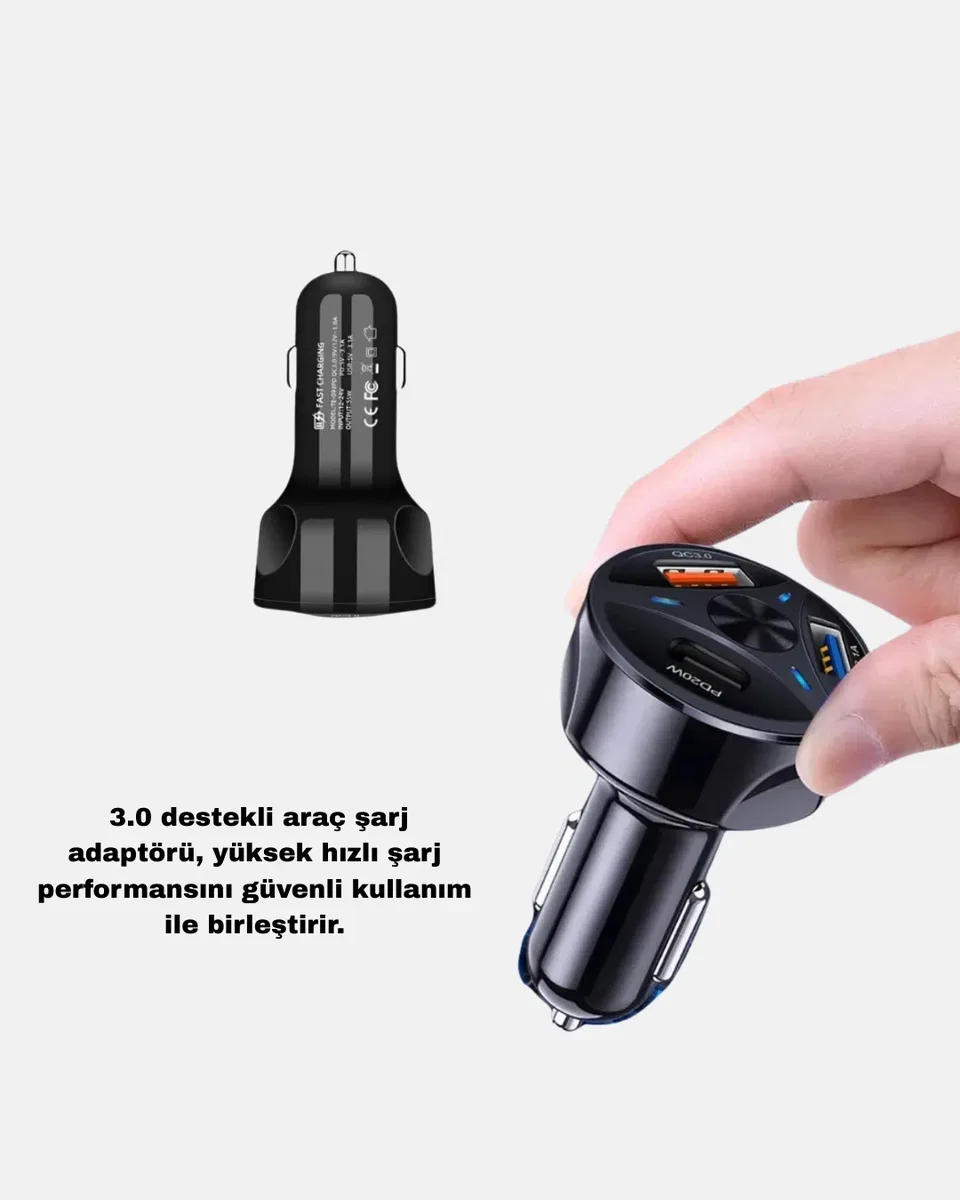 Araç İçi Telefon Tutucu + Quick Charge 3. 0 Araç Şarj Cihazı Seti görsel 2