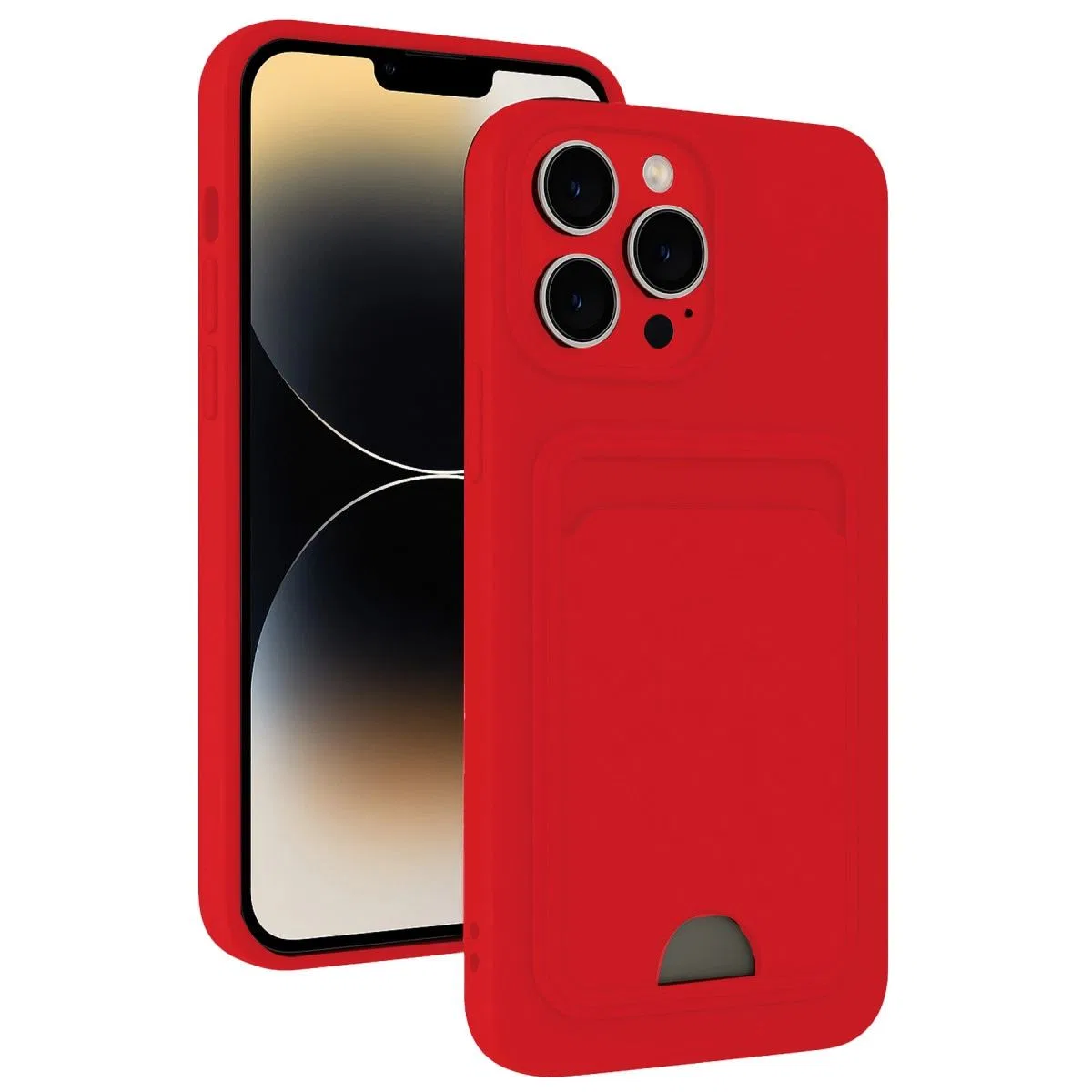 Apple İphone 13 Pro Max Kılıf Kelvin Kartvizitli Silikon - Kırmızı