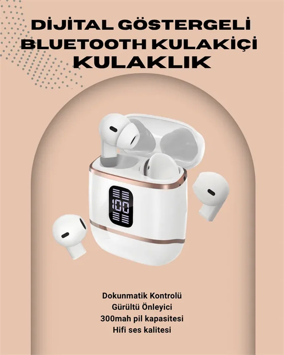 Kulakiçi Bluetooth Kulaklık V5. 3 – 4’lü Set, Dijital Ekranlı, Gürültü Engelleme görsel 2