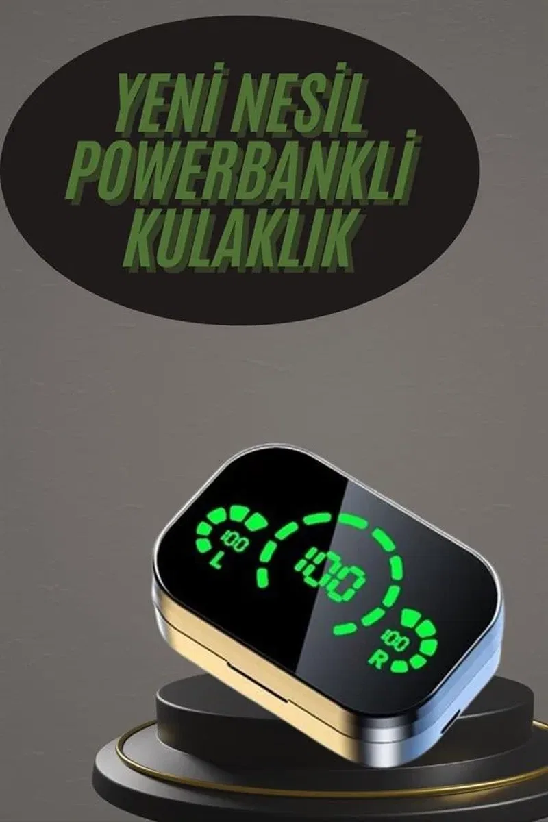 Kablosuz Bluetooth Kulaklık Çift Telefon Destekli Powerbankli Dijital Göstergeli görsel 2
