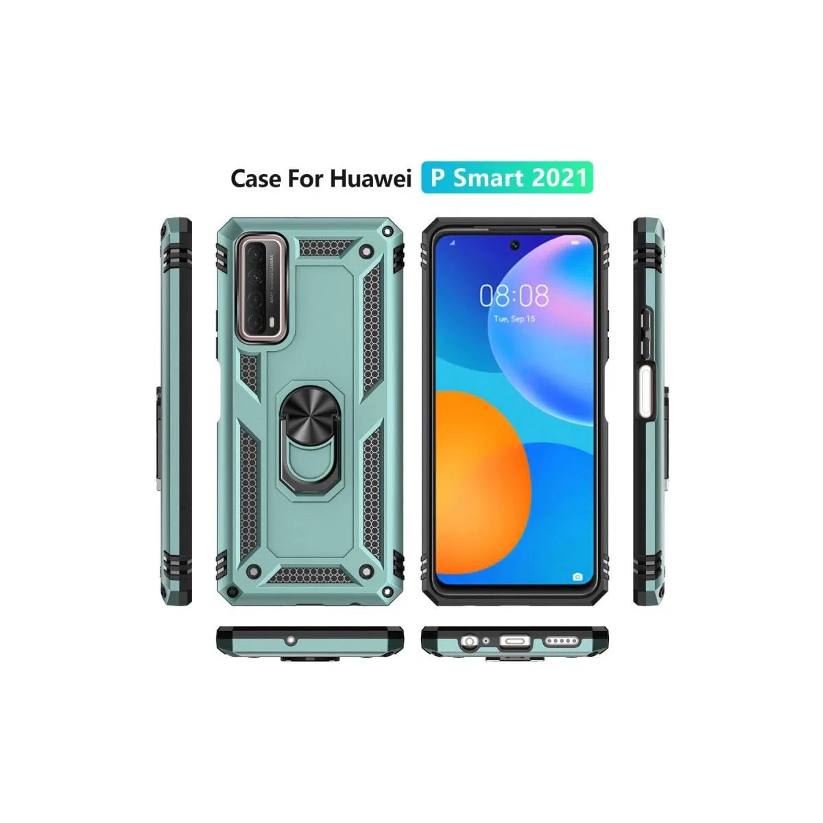 Huawei P Smart 2021 Kılıf Sofya Yüzüklü Silikon Kapak - Yeşil görsel 3