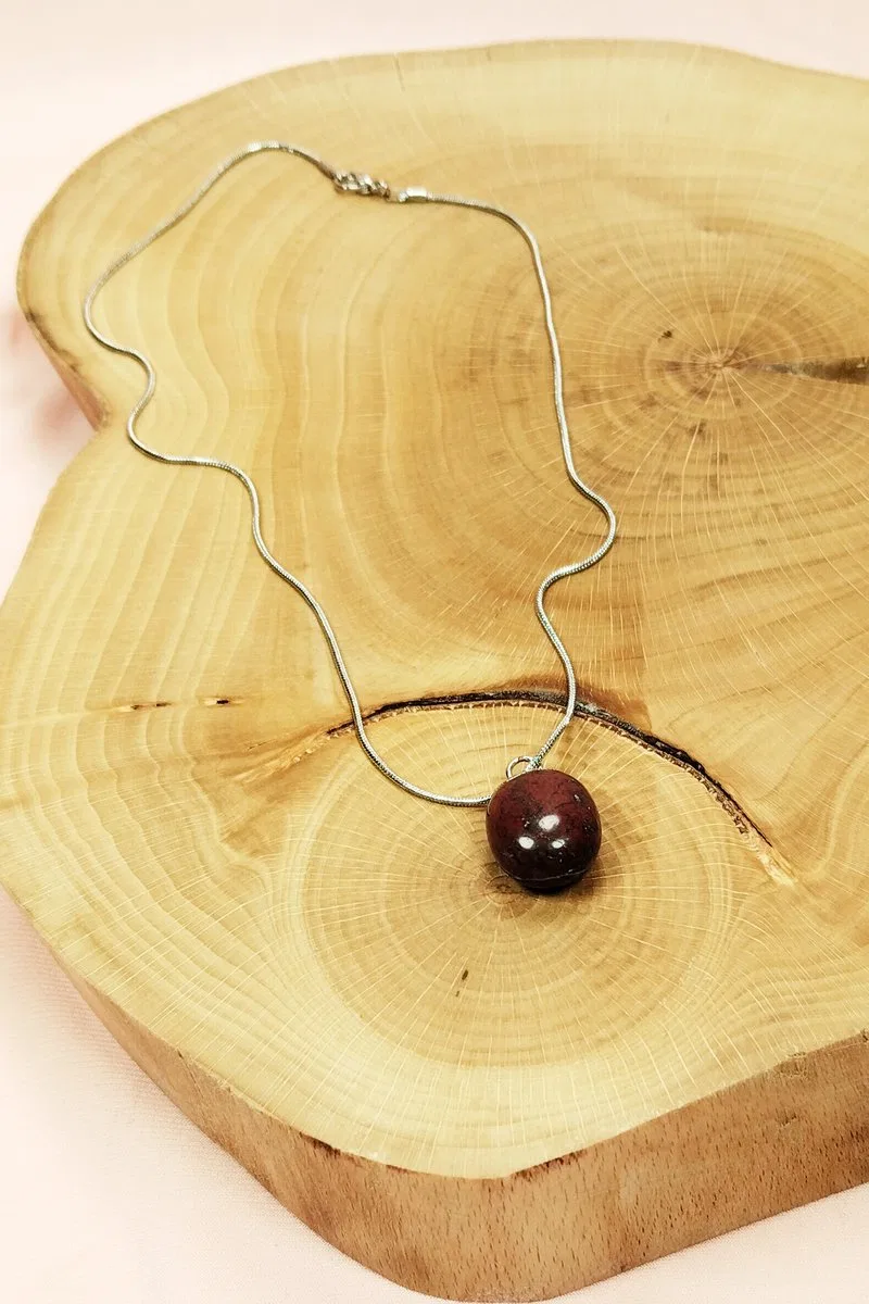 Kantaşı Doğal Taşı Zincirli El Yapımı Kolye Uç: 2 cm Zincir: 20 cm Kutulu görsel 4