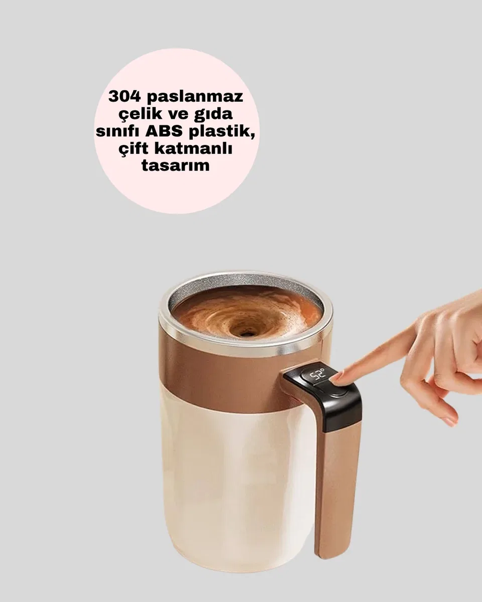 USB Şarjlı Elektrikli Karıştırıcı Kupa – Sıcak & Soğuk İçecekler için görsel 3