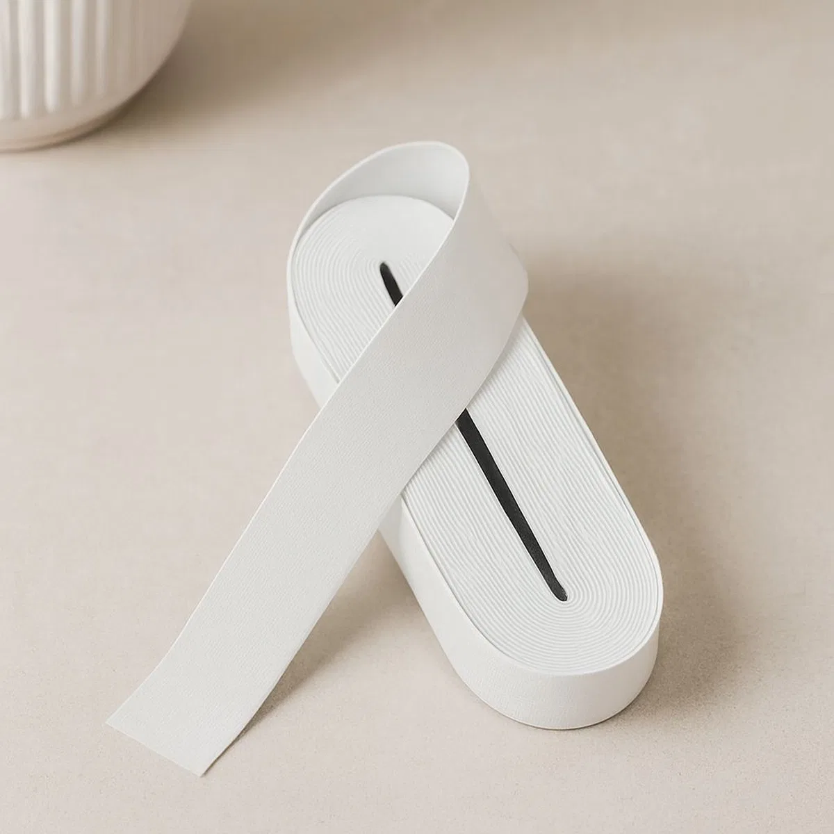 Yassı Paça Lastik 4 cm Beyaz - 10 m Rulo