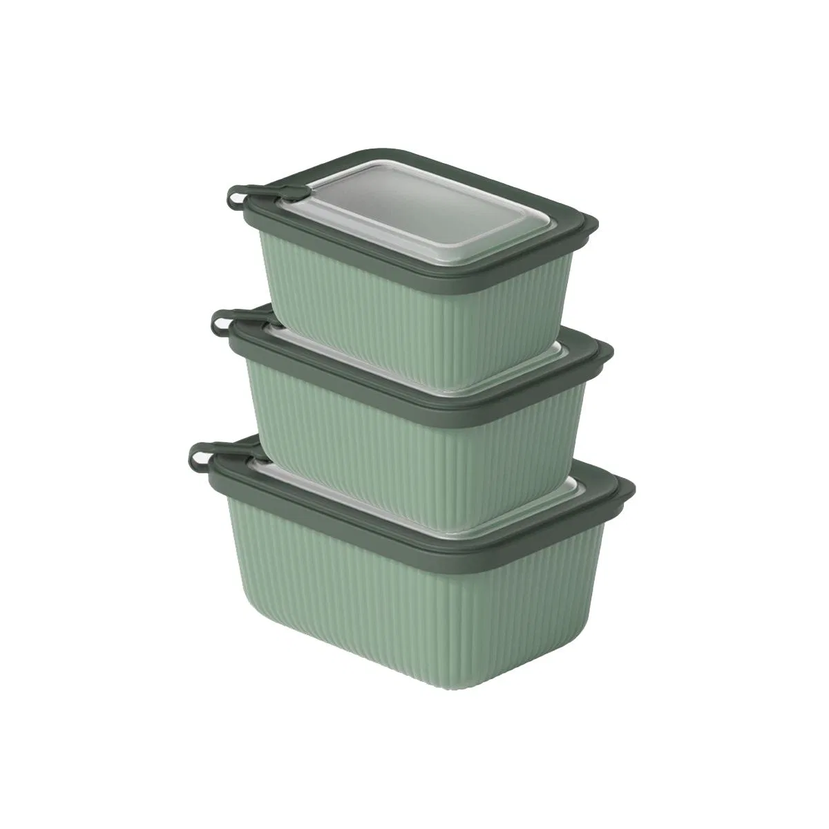 Plastik Saklama Kabı Seti - Mikrodalga Uyumlu Dikdörtgen (600/1100/1800 ml) görsel 3