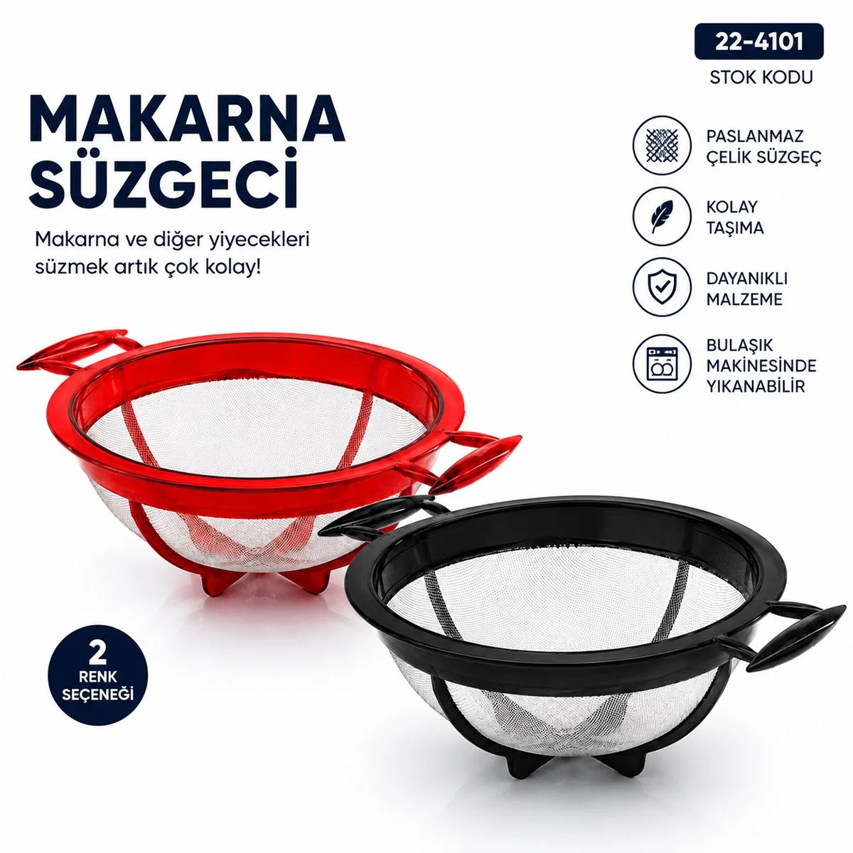 Küçük Plastik Makarna Süzgeci görsel 2